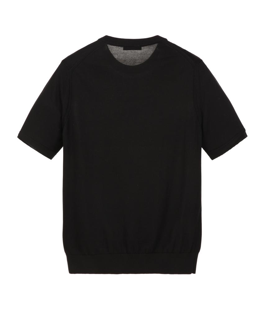 JILLSTUART NEWYORK MEN [Italy Yarn] Silk Cotton Round Short Sleeve Knit - Black (Jnsw6C002Bk)