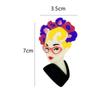 Blucome New Design Unique Lady Figure Acrylic Brooch Pins For Women Girls Pins Lapel Badges Bag Decorations Party Dress Jewelry