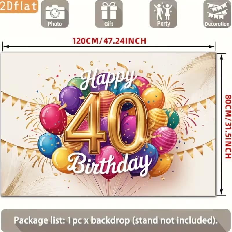 Двумерный фон для празднования 40-летия, украшенный воздушными шарами и конфетти