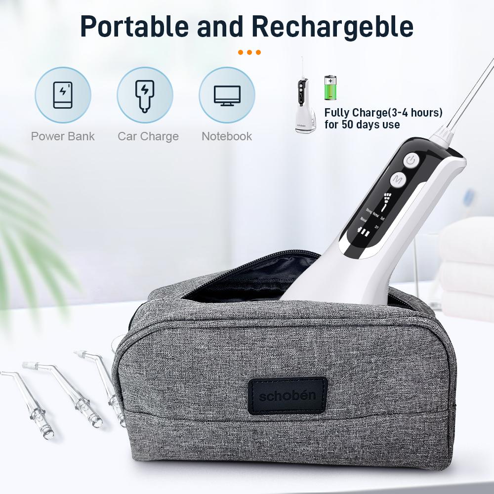 Portable Oral Irrigator USB Rechargeable Water Flosser Dental Water Jet 330ML Water Tank IPX7 Waterproof Teeth Cleaner