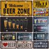 Welcome Beer Zone Cold Beer Signs Front Door Bar Pub Cafe Wall Decor Retro Metal Tin Sign Crafts Decor Car Plate License Plaques