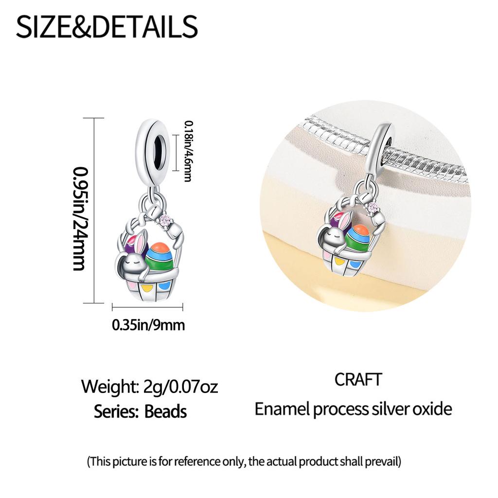 Подвеска Шарм Бусина Медь Кролик Яйцо Корзина Бусины Подходят для Оригинального Браслета для Изготовления Ювелирных Изделий Подарок на День Святого Валентина