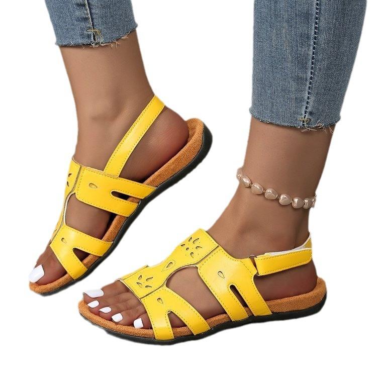 Женские летние сандалии, модная обувь, пляжные повседневные четырехцветные сандалии большого размера
