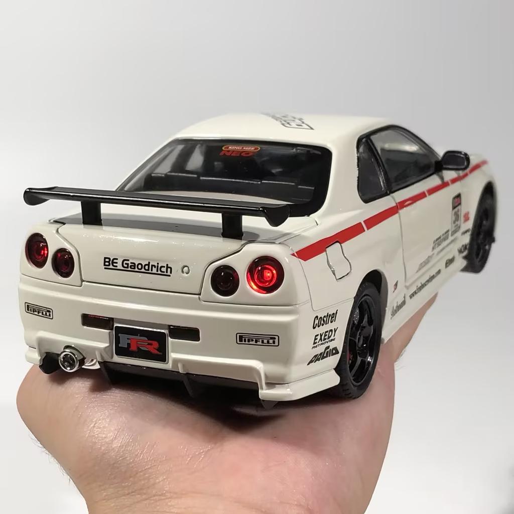 1:24 Nissan GTR R34 Skyline Super Sports Car Alloy Metal Diecast Model Car Home Decoration Desktop Display Ornament Holiday Gift