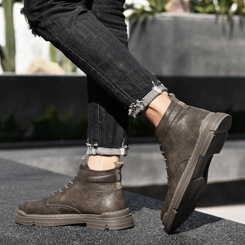 Зимние ботинки Chelsea Men Boots New Fashion Plus Velvet Outdoor Shoes Качественные ботинки из натуральной кожи Ботильоны Business Lace Up Boots