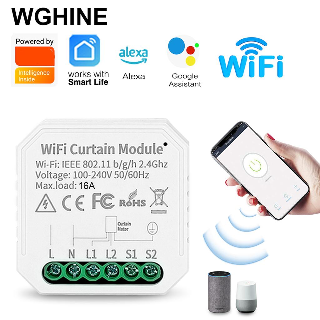 Умный модуль управления шторами 10А Голосовое управление WiFi Двусторонний выключатель для штор и жалюзи для Tuya Smart Белый