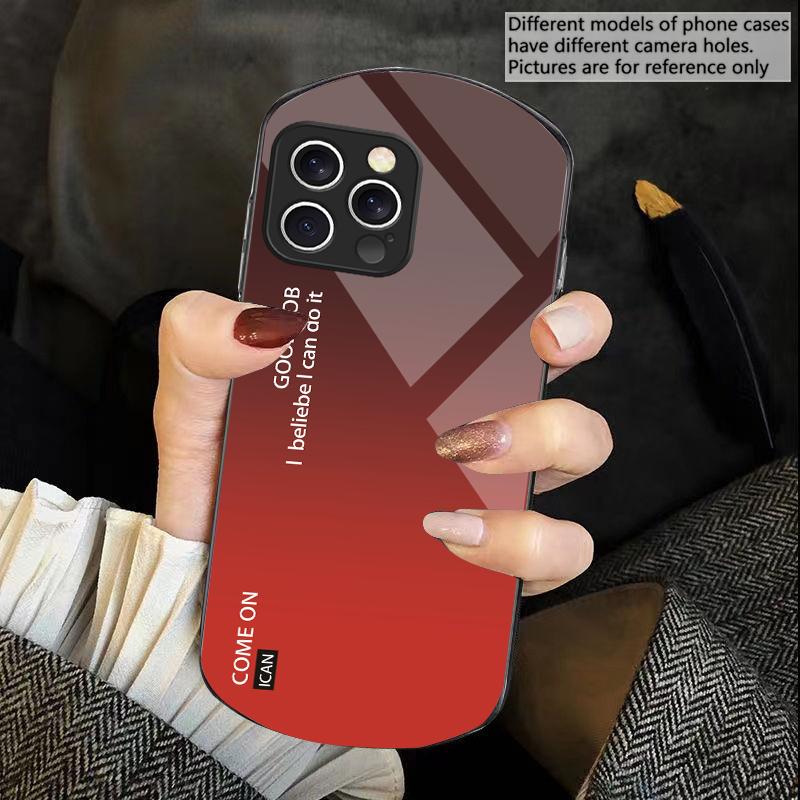 Однотонный градиентный Для iPhone 16 15 14 13 Plus 12 mini 11 Pro Max XR Xs X 7 8 6 6S 2022 Эллиптический чехол для телефона из закаленного стекла
