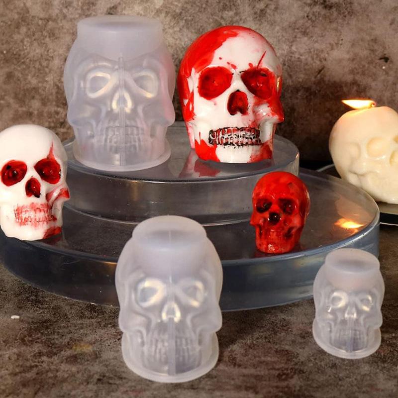 Силиконовая форма Череп DIY Хэллоуин Домашний Декор 3D Голова Скелета Эпоксидная Смола Свеча Хэллоуин Поделка Ручная Работа 2025 Новый