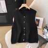 Жилет женский хлопковый осенний без рукавов трикотажный свитер однотонный кружевной повседневный жилет пальто