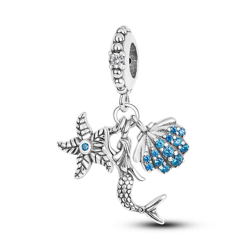 Charms Beads Blue Deep Sea Adventure & Cute Ocean Heart Shell Fit 925 Charms Bracelet Beads Jewelry Gifts for Women