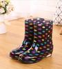 Fashion Print Rain Boots Women Waterproof Work Shoes for Girls Non Slip Anti Skip PVC Water Shoes Rainboots Mid-Calf Botas 2024