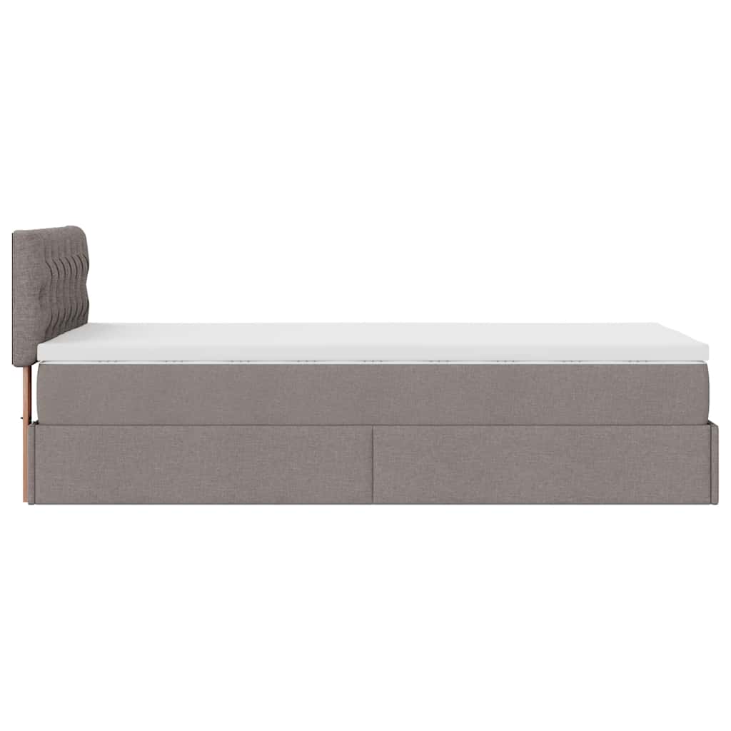 Ottoman Bed with Mattress Taupe 100x200 cm Fabric