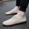 Doudou Shoes Men's Shoes Spring Summer 2025 New Driving Tide Shoes Lazy Fly Woven Mesh Casual Shoes Men's Leather Shoes