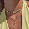 Bohemian 18K Gold Plated Necklace Stainless Steel Double Stacked Neck Chain Sun Pendant  Beach
