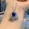 Huitan Modern Fashion Red Blue Cubic Zircon Pendant Necklace Statement Neck Accessories for Wedding Party Elegant Female Jewelry