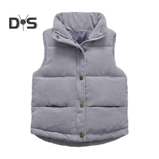 Детское зимнее пальто унисекс, толстый жилет без рукавов, застежка на молнию и пуговицы, с подкладкой, однотонный отложной воротник, спортивная повседневная жилетка, пальто