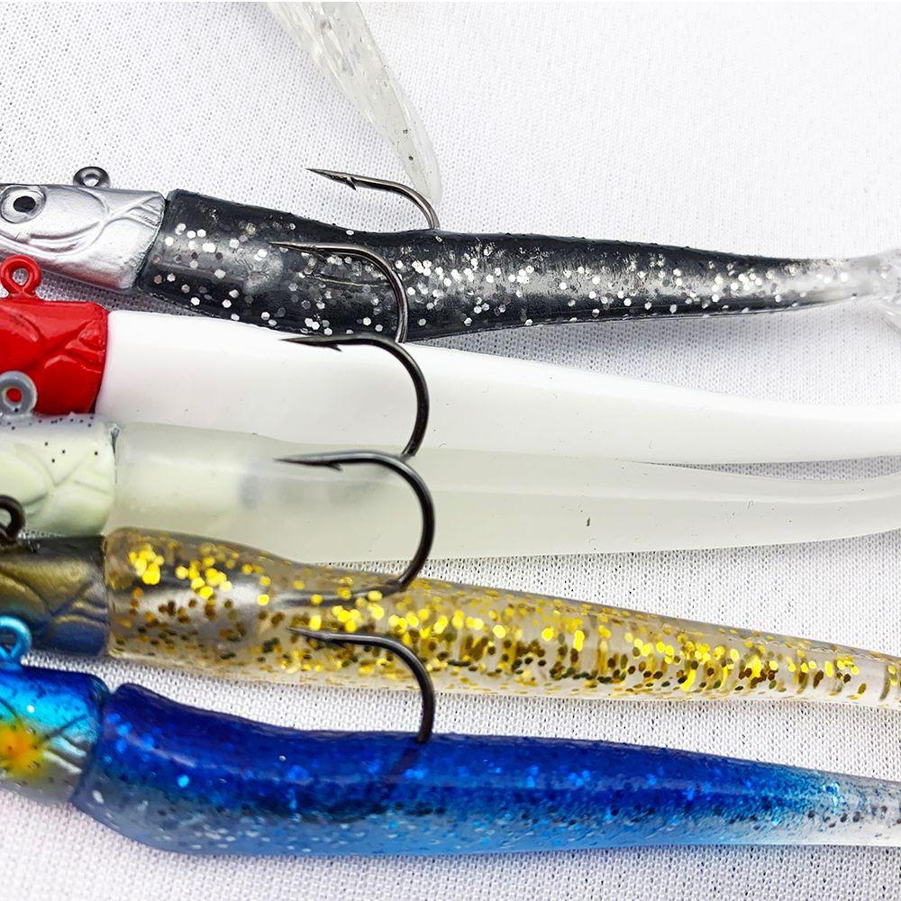 Quaility 10g 19g 34g Silicone Lead Jig Head Fish Eel Lure Worm Barbed Hook Artificial Soft Bait