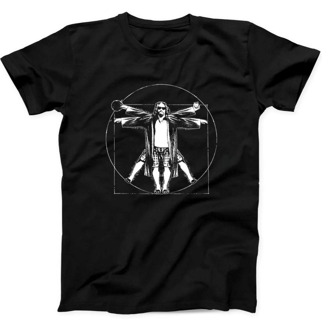 The Big Lebowski Vitruvian The Dude Funny Gift Tee Black T Shirt 542