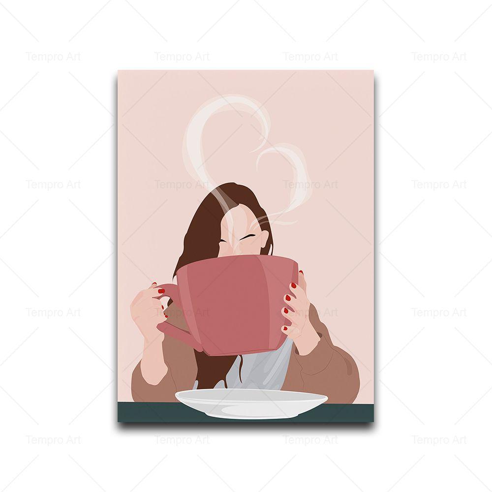 Funny Girl Reading Cocktail Coffee Posters Coffee Art Print Nordic Wall Art Canvas Painting Pictures Kitchen Cafe Bar Home Decor
