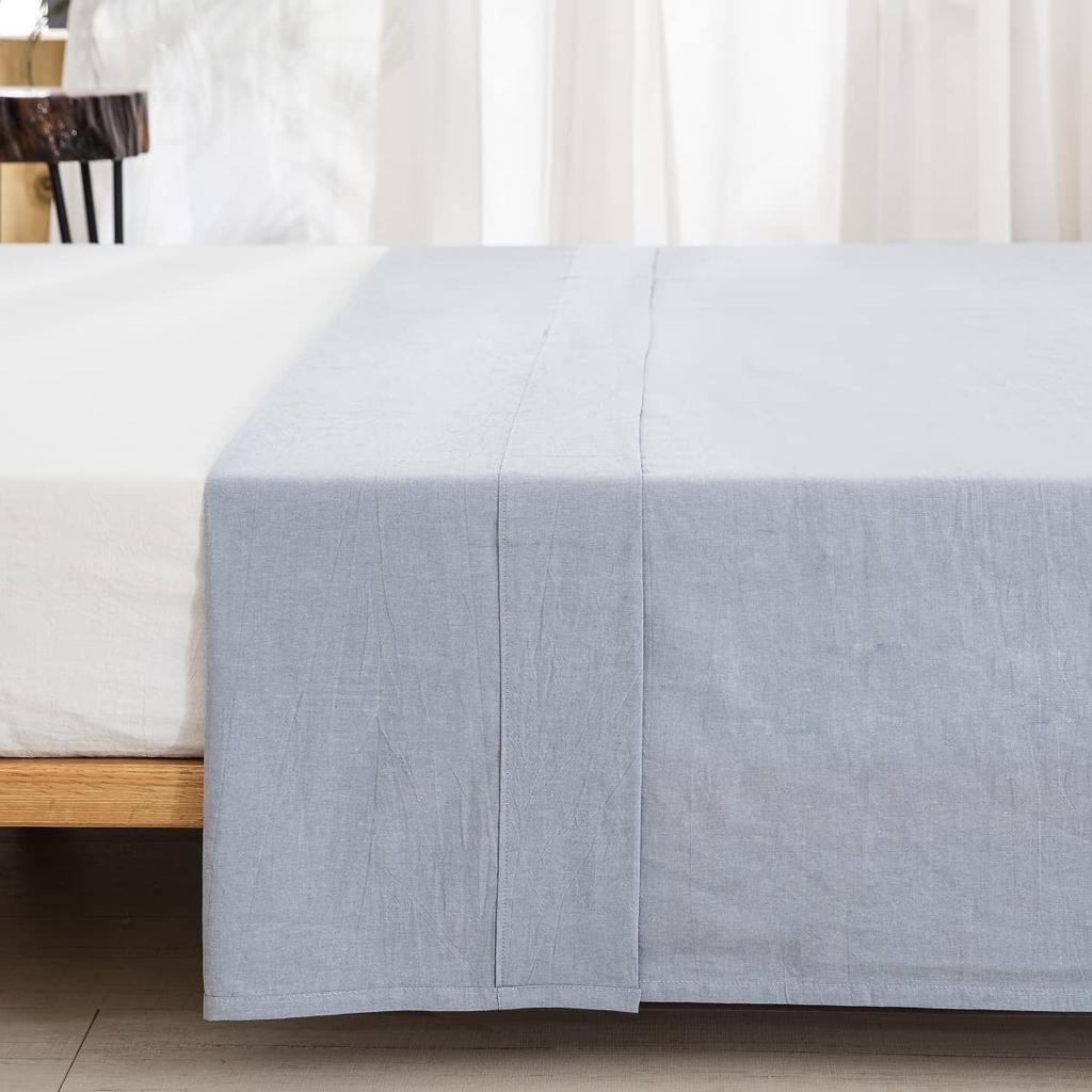Простыня king size (250x290см), простыня, верхняя простыня из органического хлопка, 100% стираный хлопок, однотонный светло-голубой