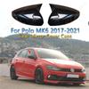 For Volkswagen POLO MK6 2pcs Gloss Black Car Rear View Mirror Cover Caps Trim Shell Frame POLO 6 MPI GTI GTD TSI TDI