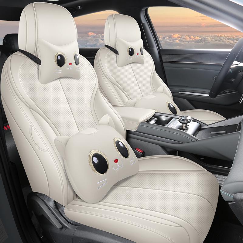 BYD Qin L Compatible Full Leather Car Seat Cushion - All-Season, Five-Seat Design