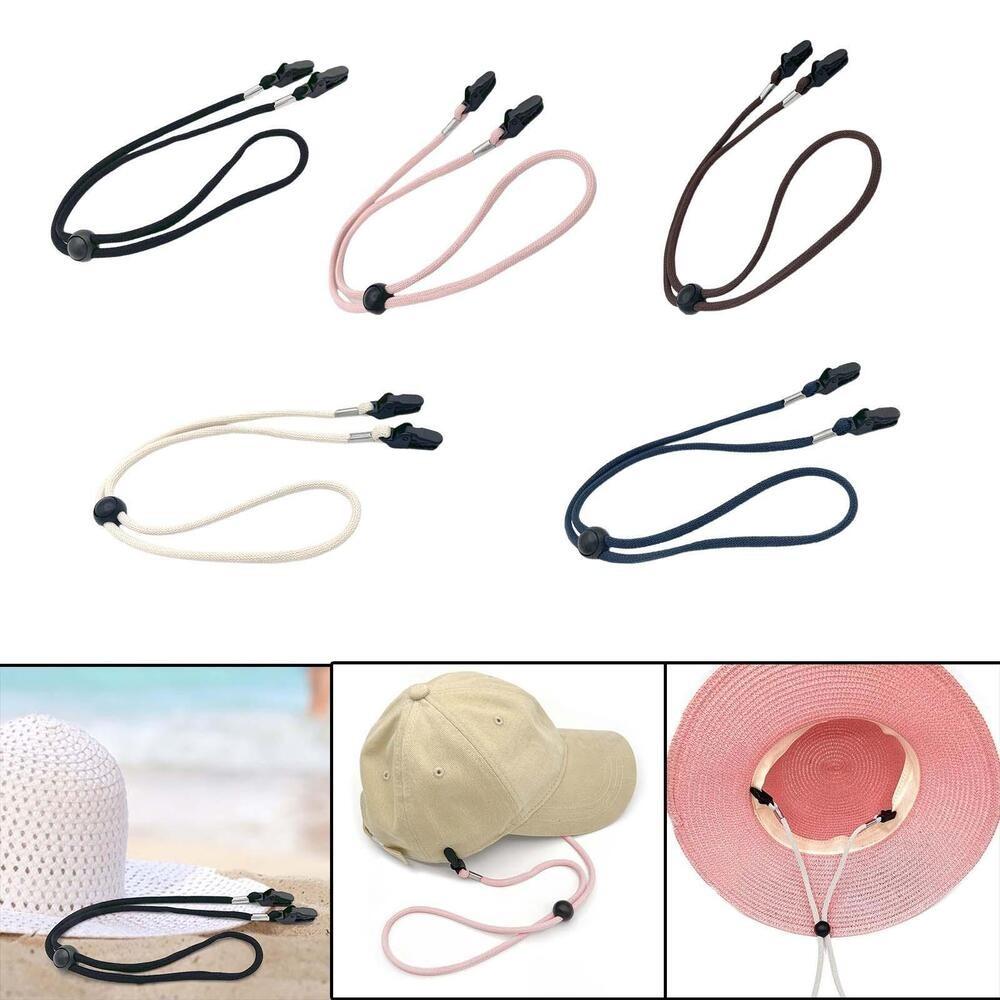 4pcs Hook Clips Hat Chin Cord Anti-lost Windproof Hat Strap New Hat Wind Rope  Sun Hat