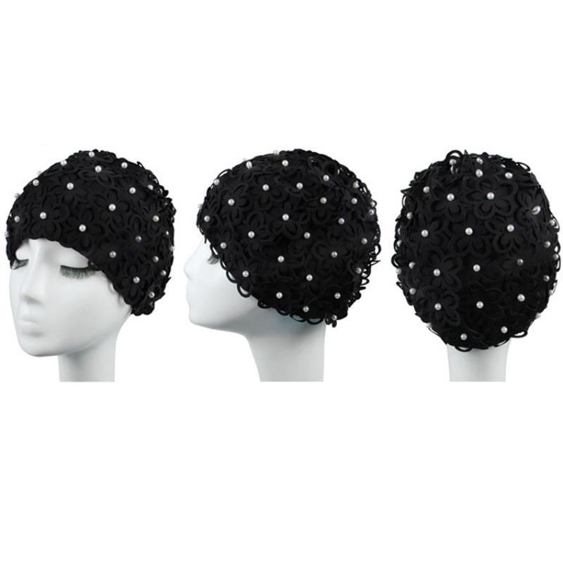 Шапочка для плавания женская Жемчужная Трехмерный Лепесток Модная Увеличенная Спа Плавательная Женская Шапочка для плавания Дышащая Не сдавливающая голову Шапочка для плавания для длинных волос