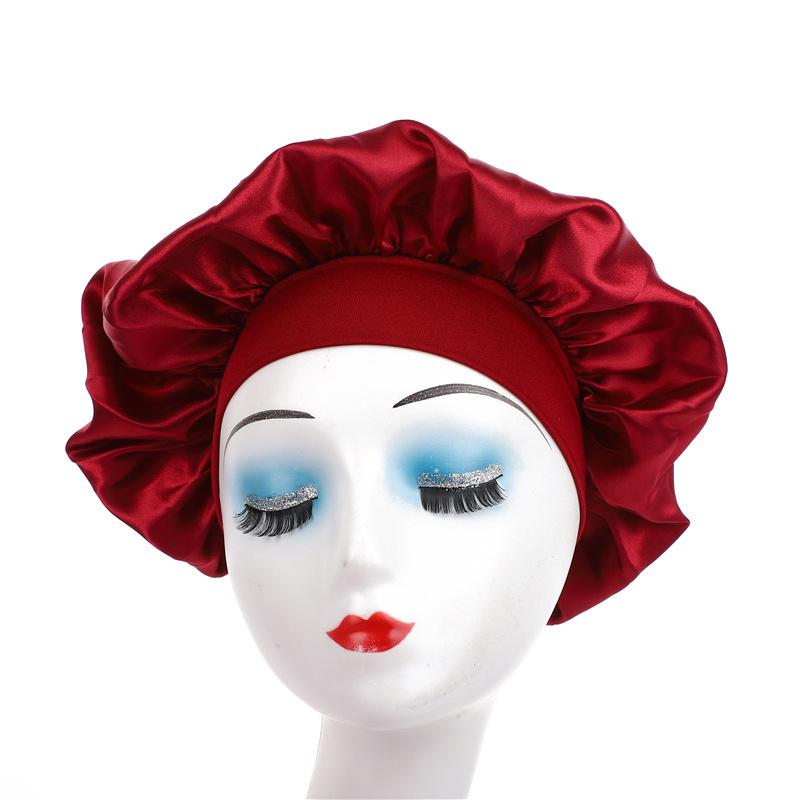 Взрослая шелковая атласная шапочка для сна с широкими полями для ухода за волосами - европейский и американский стиль, послеродовая шапочка для ванны
