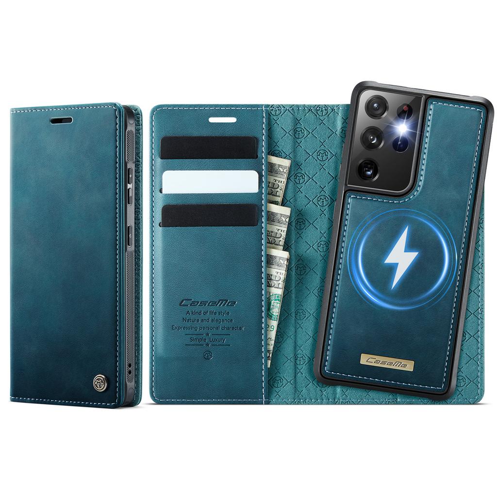 For Samsung Galaxy S21 Ultra 5G Case CASEME C49 Compatible with MagSafe RFID Blocking Detachable Wallet Leather Phone Cover