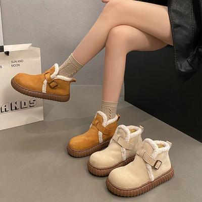 Женские модные короткие легкие зимние теплые сноубутсы с плюшевой подкладкой, нескользящие, износостойкие, повседневные, для активного отдыха, с меховой отделкой, хлопковые ботинки