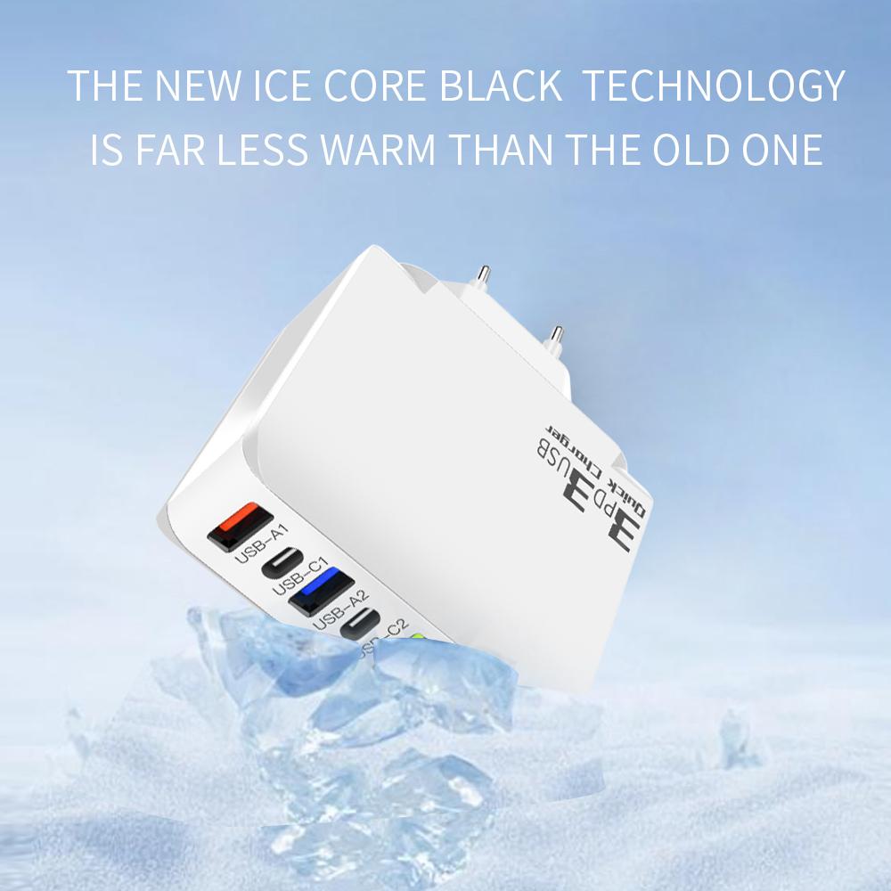 65 Вт 6-портовое USB-зарядное устройство Type C с быстрой зарядкой QC3.0, дорожное зарядное устройство для iPhone, Samsung, Xiaomi, адаптер для мобильного телефона, вилка ЕС и США