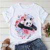 Ladies T-Shirt Cartoon Panda Summer Tee Short-Sleeved Clothes Tshirt Casual Top Cartoon Print Female O-Neck Clothes Streetwear