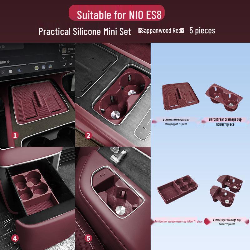 Nio ES8 Console Silicone Pad & Storage Box Set - Fits 26 Model Accessories for Interior Decoration.