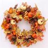 Autumn Door Wreath Christmas Halloween Decoration Pumpkin Berry Pine Cone Maple Artificial Wreath Cloth Rattan Material Home Decoration