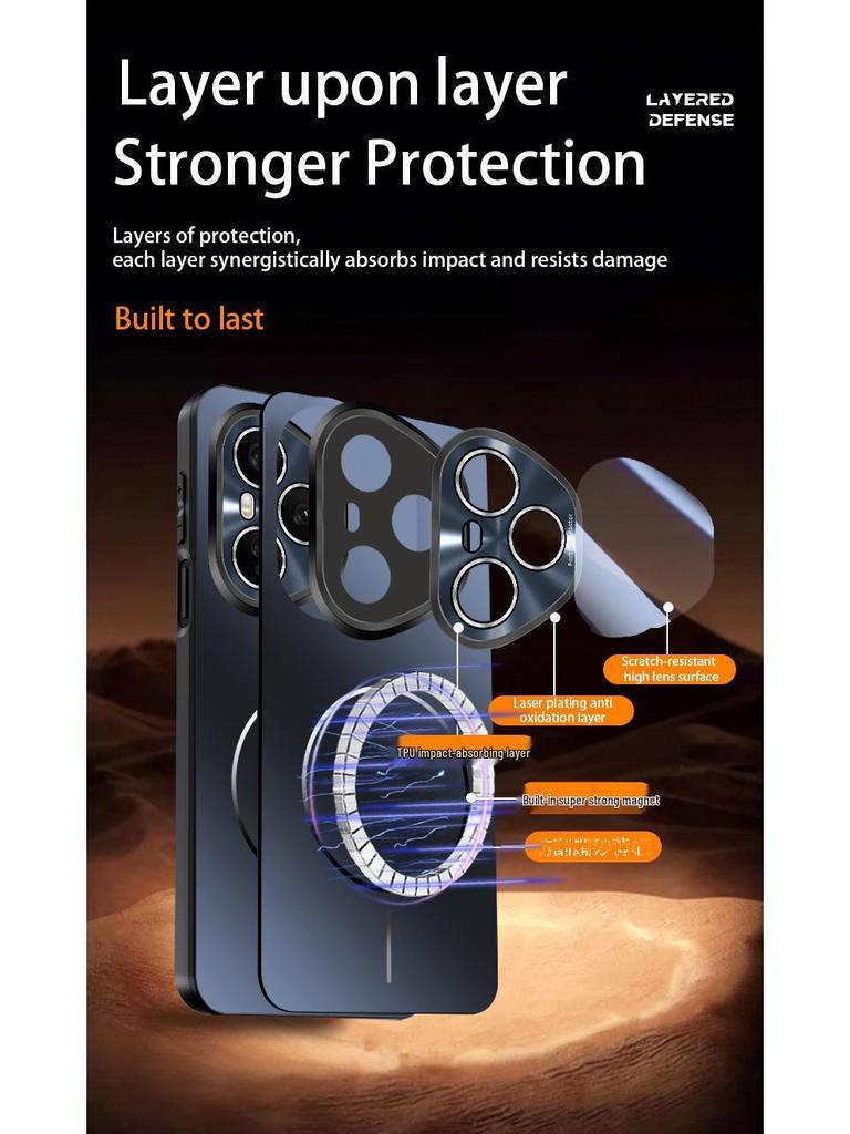 Применимый чехол-кольцо с магнитом и большим окном для Honor 400Pro, Тонкий магнитный чехол-кольцо для Honor 400, Матовый защитный чехол для Honor X70