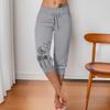 Women Cropped Pants  High Waist Elastic Waistband Drawstring Pockets Dandelion Print Women Casual Sport Pants Streetwear