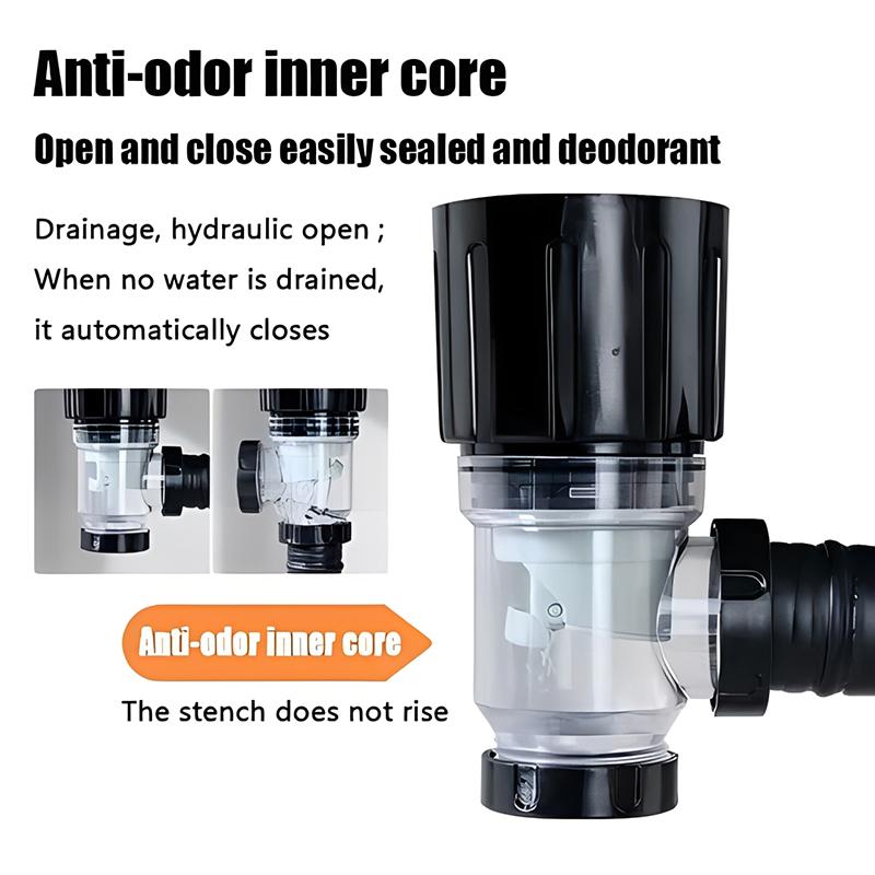 1Set Flip Top Anti-Odor Kitchen Sink Drain Pipe, Retractable Deodorizing Filter Flexible Downspout for Bathroom Anti-Clogging