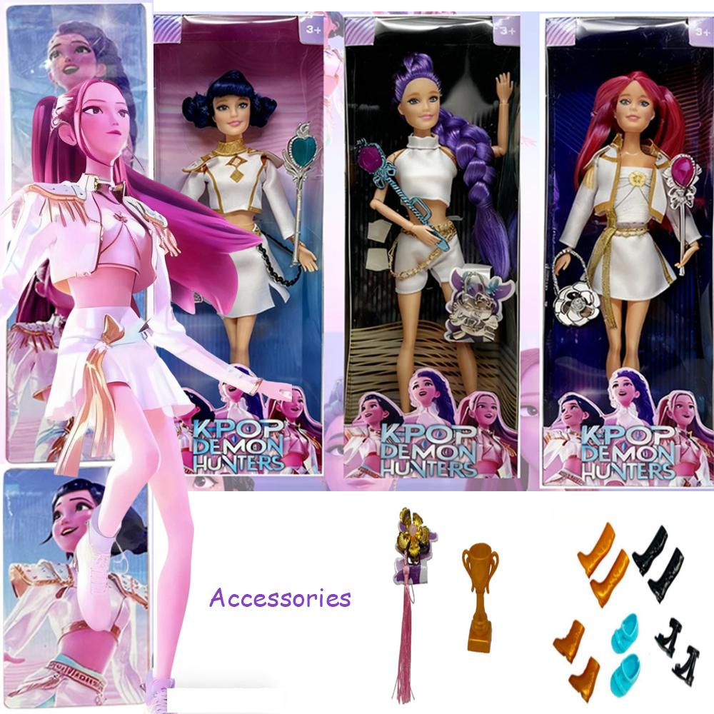 Сюрприз Гифка| Нежная текстура Аниме K-Pop Охотники на демонов Куклы Игрушка Руми Мира Зои с волшебными палочками и сумками Подарки на день рождения Рождество