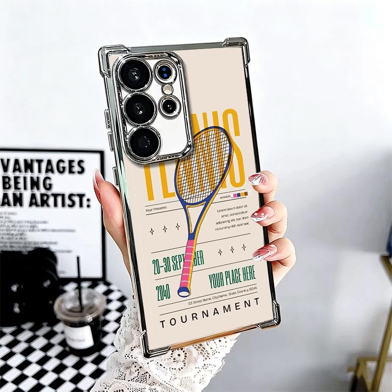 Tennis Sport Soft Phone Case For Samsung Galaxy S26 Ultra S25 Edge S24 FE S23 Plus S22 S21 + S20 Plating Anti-Fall Fundas