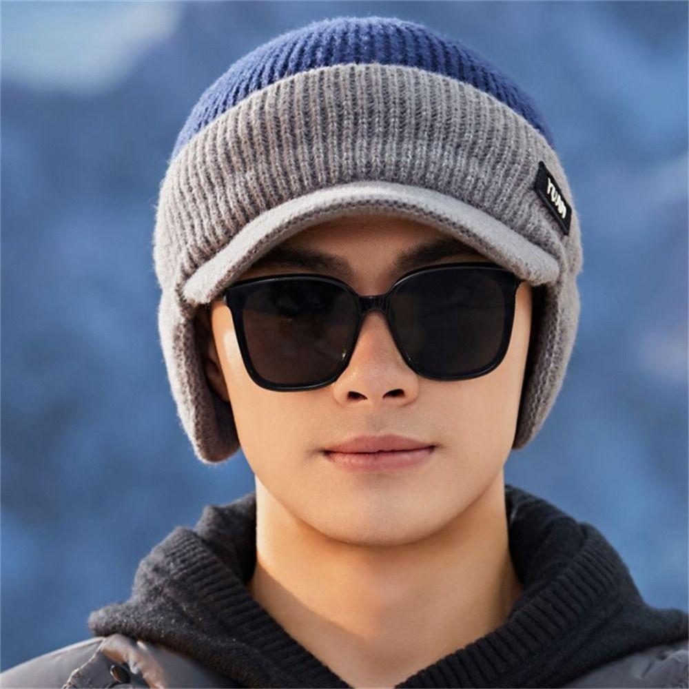 Keep Warm Dad Hat Dual Tone Ear Protection Casual Baseball Cap Men