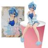Anime Re:Life In A Different World From Zero Rem Ram Figure Blue Stripes Loungewear Model Noodle Press PVC Collection Gift Toy