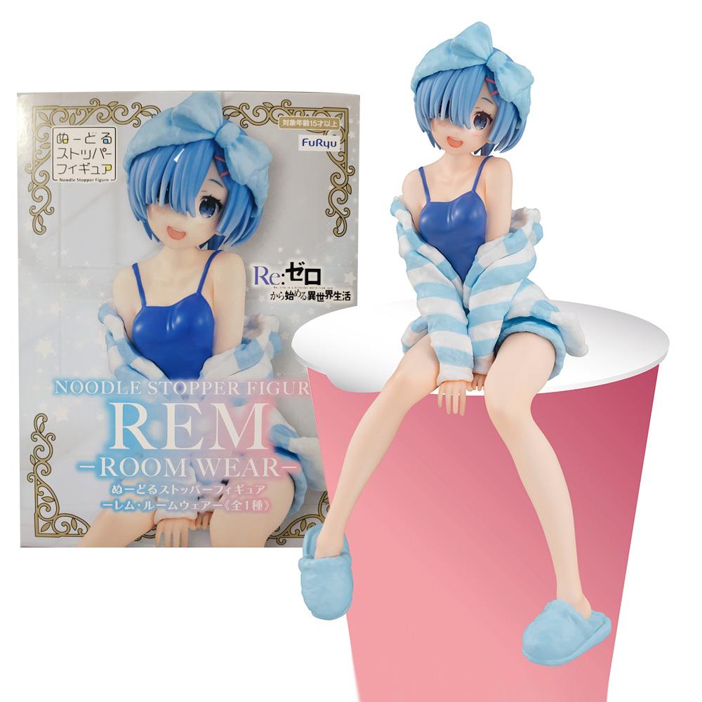 Anime Re:Life In A Different World From Zero Rem Ram Figure Blue Stripes Loungewear Model Noodle Press PVC Collection Gift Toy