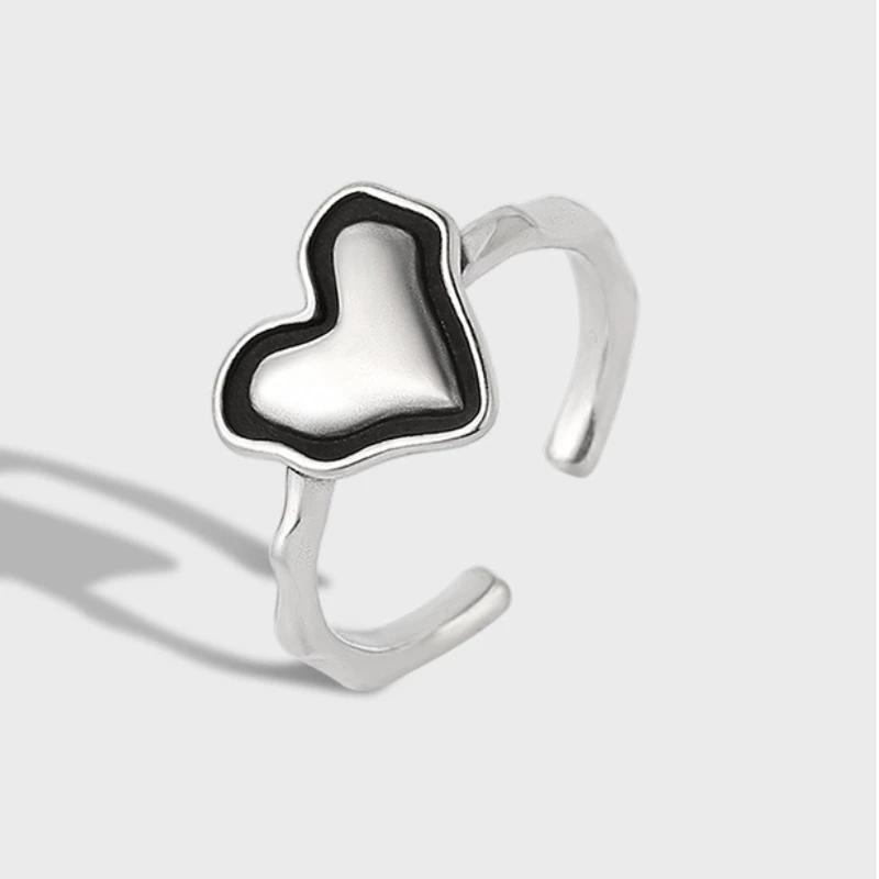 ANENJERY Кольца Y2K Love Heart для женщин, новинка 2024 года, модное серебряное кольцо, модные ювелирные изделия, подарки