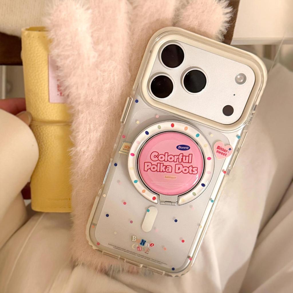 Яркий чехол-подставка в горошек для iPhone 16, iPhone 17, iPhone 17 Pro Max