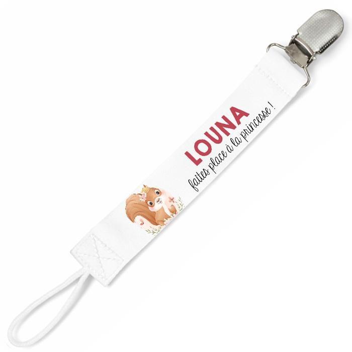 Planetee Attache tétine pour prénom LOUNA faites place a la princesse | Attache sucette cadeau naissance