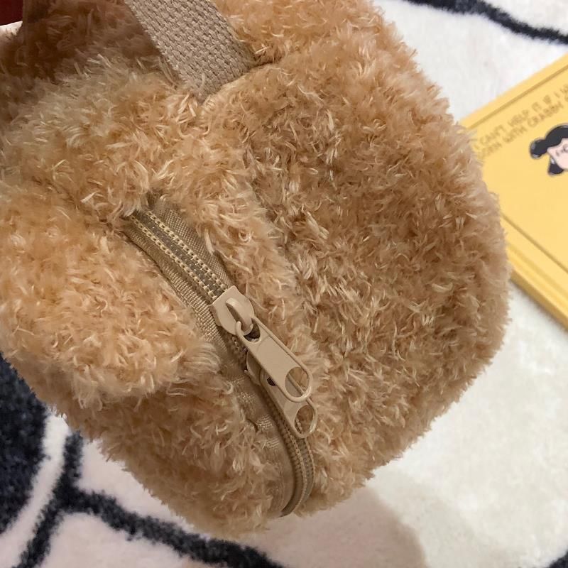 Cute Relaxed Bear Plush Toiletry Bag Large Capacity Makeup Pouch Polaroid Camera Case Portable Travel Organizer Women Gift