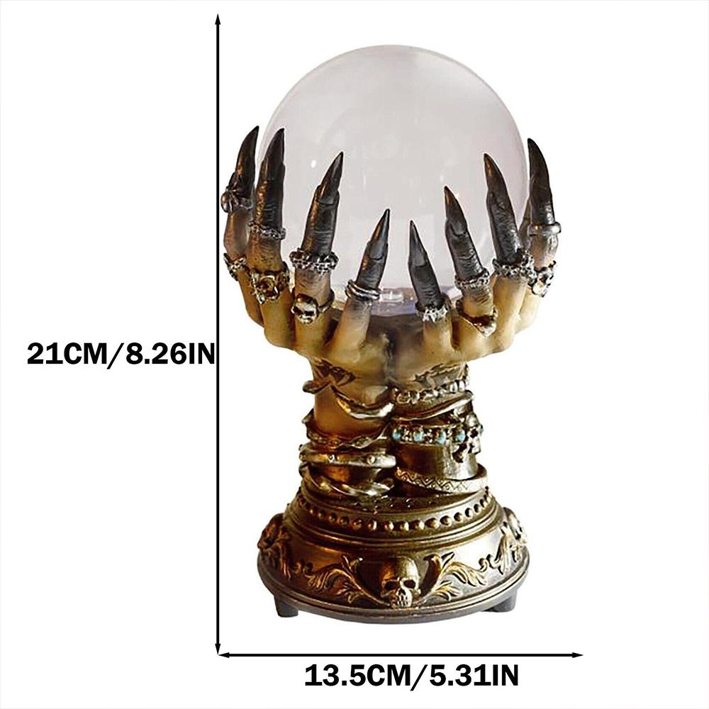 Хрустальный шар ведьмы, декор на Хэллоуин, светящийся хрустальный шар, плазменный шар, роскошный магический шар с черепом, шар на палец, жуткое гадание