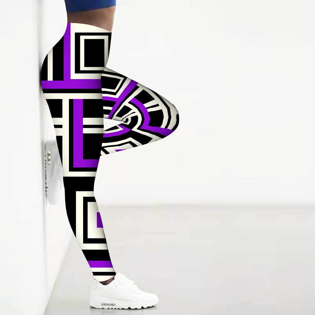Женские эластичные леггинсы для йоги с принтом лабиринта, фитнеса, бега, спортзала, спорта и активного отдыха