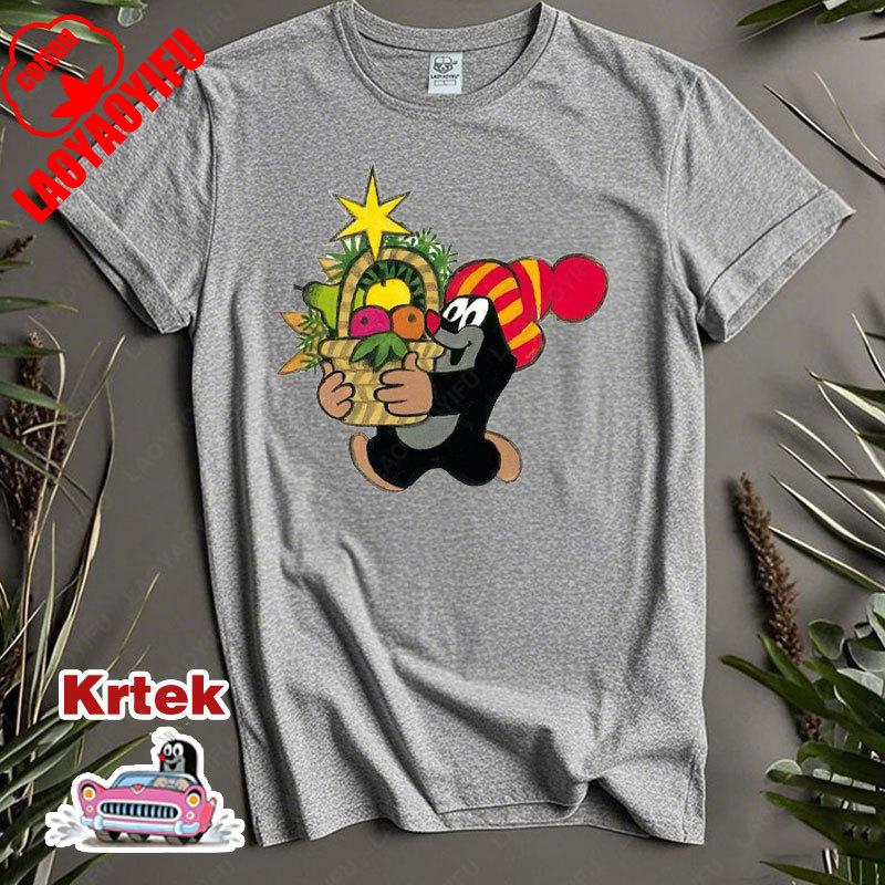 История Кротика Krtek Винтажный Мультфильм Аниме Футболка с Коротким Рукавом Мужская Женская Хлопок Круглый Вырез Повседневная Свободная Смешная Детская Модная Футболка